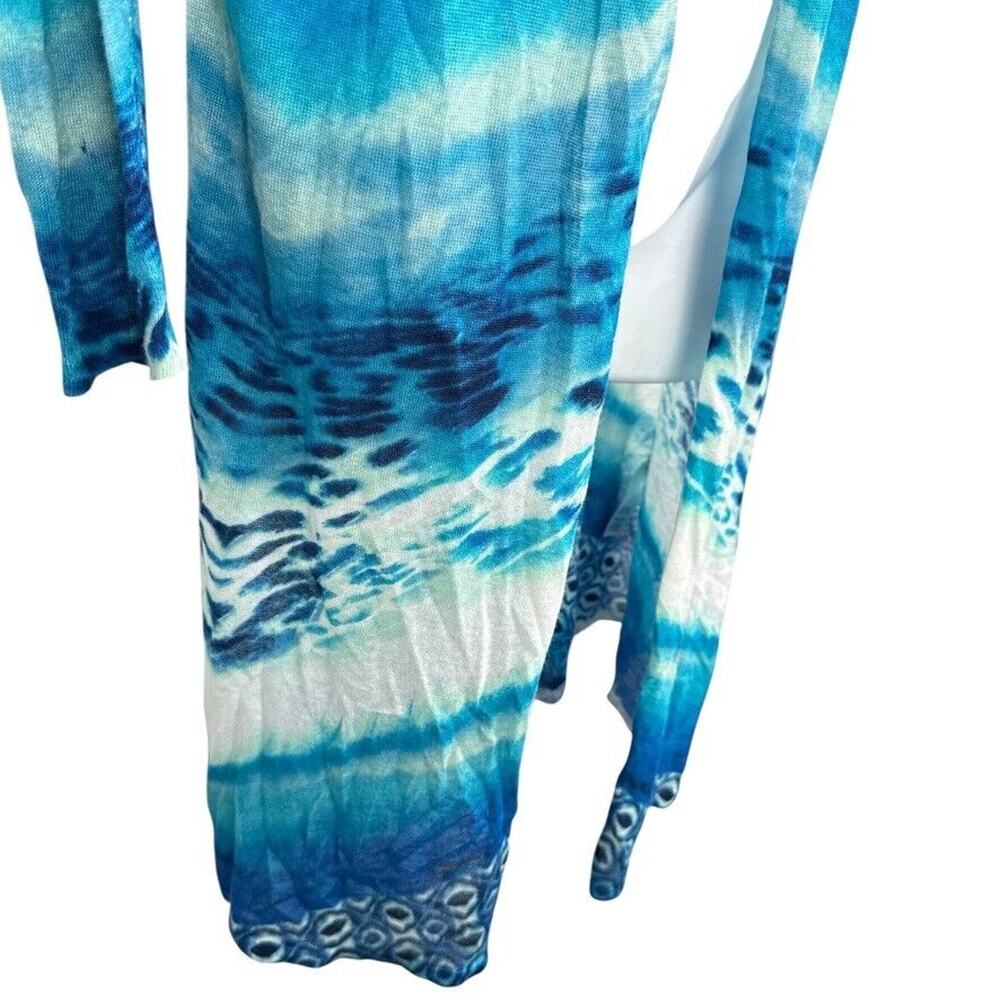 Chicos Womens Blue Longline Lightweight Open Cardigan Sweater Rayon Blend 0 / S - Picture 2 of 11